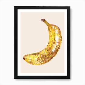 Disco Ball Banana White Art Disco Poster Trendy Aesthetic Art Food Kitchen Art Print