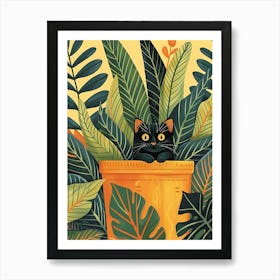 Cute Black Cat in a Plant Pot 2 Art Print