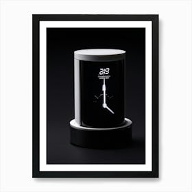 An Isolated Digital Render Of A Sleek Round Business Alarm Clock Its Iconic Pictogram Encased With (3) Art Print