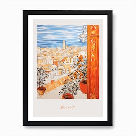 Rabat Morocco Orange Drawing Poster Art Print