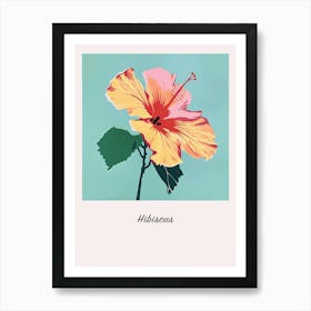 Hibiscus 4 Square Flower Illustration Poster Art Print