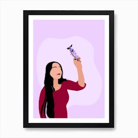 Woman Holding A Flower Art Print