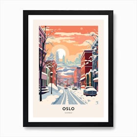 Vintage Winter Travel Poster Oslo Norway 2 Art Print