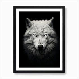Wolf Portrait Black And White 1 Art Print