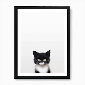 black and white cute cat Art Print