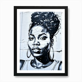 Graffiti Mural Of Beautiful Black Woman 304 Art Print