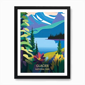 Glacier National Park Travel Poster Matisse Style 3 Art Print