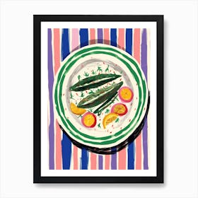 A Plate Of Paella, Top View Food Illustration 1 Art Print