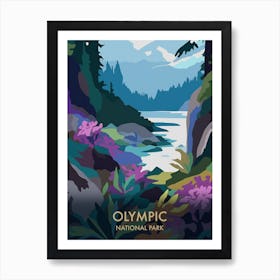 Olympic National Park Matisse Style Vintage Travel Poster 4 Art Print