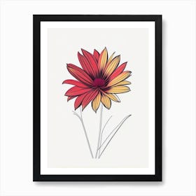 Gazania Floral Minimal Line Drawing 1 Flower Art Print