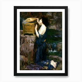 Pandora's Box - John Williams Waterhouse Oil Painting - Remastered Image - Vintage Victorian Dreamy Mythological Pagan Witchy Magic Dreamy Witchcore Fairytale Cottagecore Famous Golden Box Beautiful Art Print