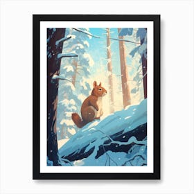 Winter Gray Squirrel 3 Illustration Art Print