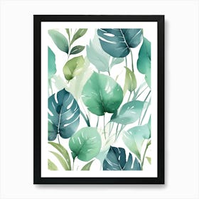 Tropical Leaves Seamless Pattern Art Print