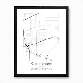 Channelview,United States Minimalist Map Art Print