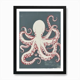 Octopus & Tentacles Linocut Inspired 2 Art Print