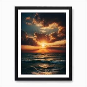 sunset over the sea  Art Print