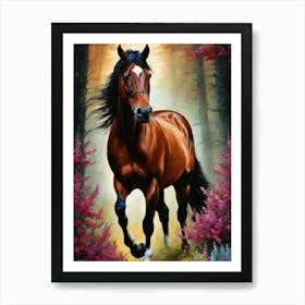 Horse In The Forest Art Print