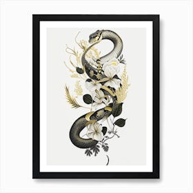 Boomslang Snake Gold And Black Art Print