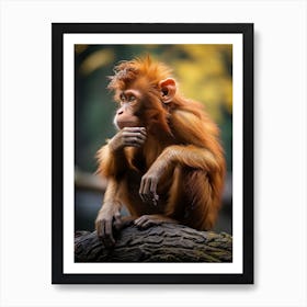 Thinker Monkey Deep In Thought Realistic 1 Art Print