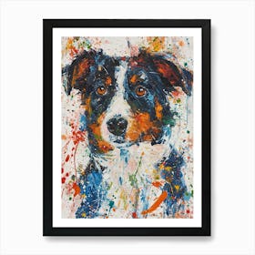 Australian Shepherd Dog  Acrylic Painting 6 Art Print