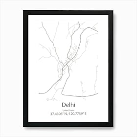 Delhi,United States Minimalist Map Art Print