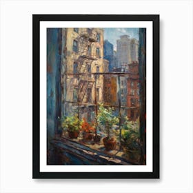 Window View Of New York In The Style Of Impressionism 4 Art Print