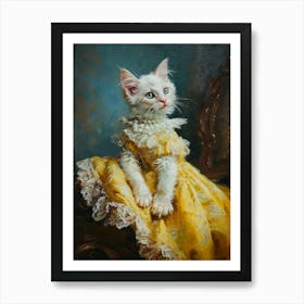 Cat In Medieval Gold Dress Rococo Inspired 1 Art Print
