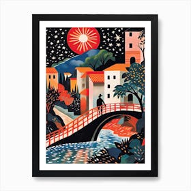 Mostar Old Bridge, Bosnia & Herzegovina Colourful 2 Art Print