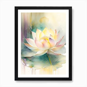 Sacred Lotus Storybook Watercolour 1 Art Print