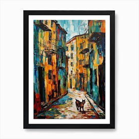 Painting Of Buenos Aires With A Cat In The Style Of Expressionism 1 Art Print