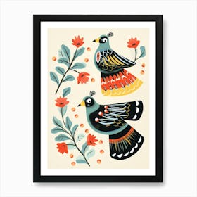 Folk Style Bird Painting Grouse 3 Art Print