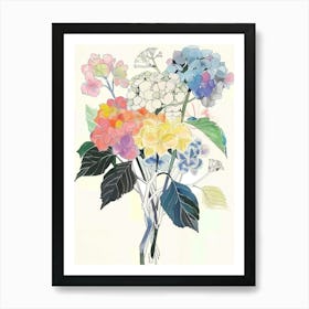 Hydrangea 3 Collage Flower Bouquet Art Print