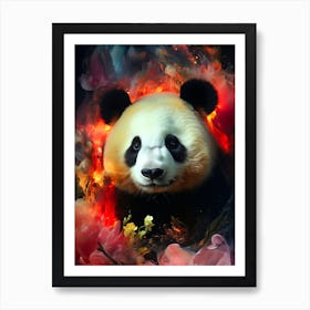 Panda Bear In Fire Art Print