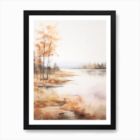Lake In The Woods In Autumn, Painting 7 Art Print