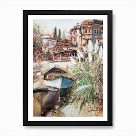 Sunlight glints on the old boat Art Print