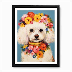 Bichon Frise Portrait With A Flower Crown, Matisse Painting Style 2 Art Print