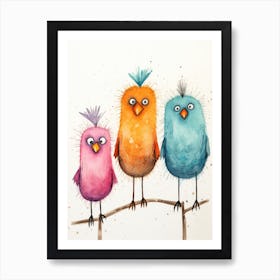 Birds On A Branch Art Print