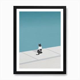 Minimal art Cat Sitting By The Pool Art Print