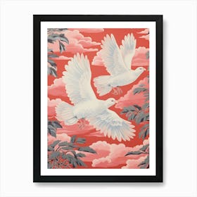 Vintage Japanese Inspired Bird Print Pigeon 3 Art Print