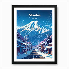 Niseko Hokkaido Japan Snow Digital Travel Illustration Poster