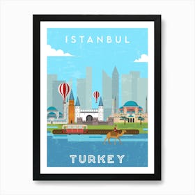 Istanbul, Turkey — Retro travel minimalist poster 3 Art Print