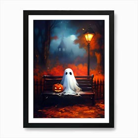 Ghost Sitting On A Bench 1 Art Print