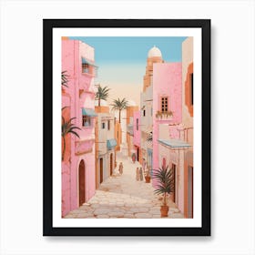 Djerba Tunisia 3 Vintage Pink Travel Illustration Art Print