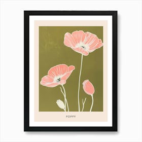 Pink & Green Poppy 1 Flower Poster Art Print