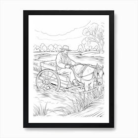 Line Art Inspired By The Hay Wain 1 Art Print