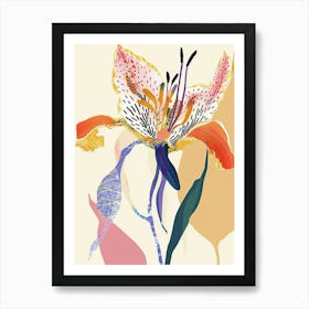 Colourful Flower Illustration Gloriosa Lily 4 Art Print