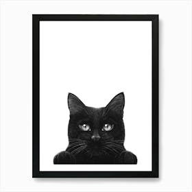 Peeping Black Cat With Paws Art Print
