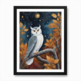 Mabon Owl in Autumn by Sarah Valentine ~ Pagan Fae Animals Series Art Print