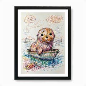 Seal In A Boat 1 Art Print