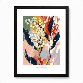 Colourful Flower Illustration Poster Babys Breath 2 Art Print